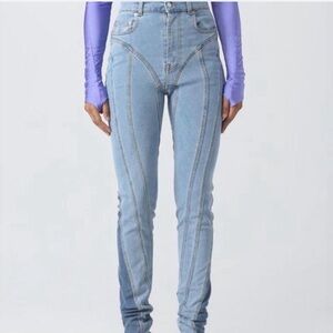 Thierry Mugler Blue Bi-Color Spiral Jeans